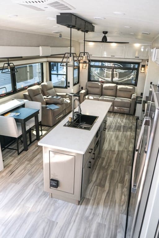 Facing rear from the top of the stairs