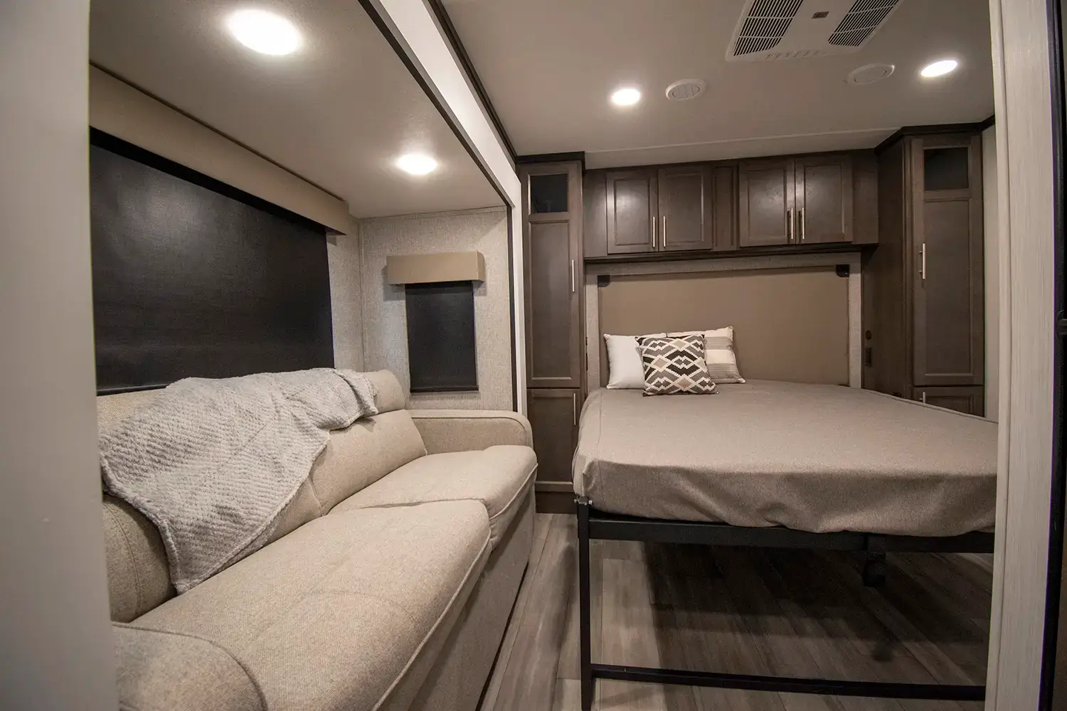 Just up the stairs facing forward