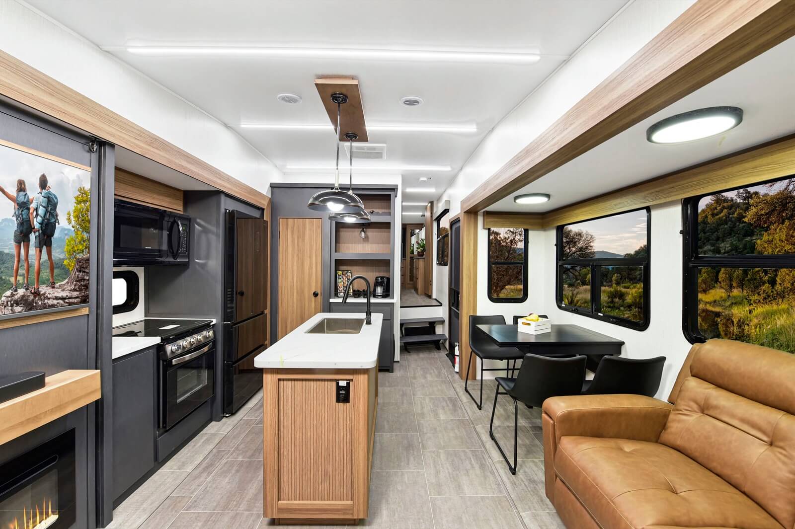 LED light strips on the ceiling